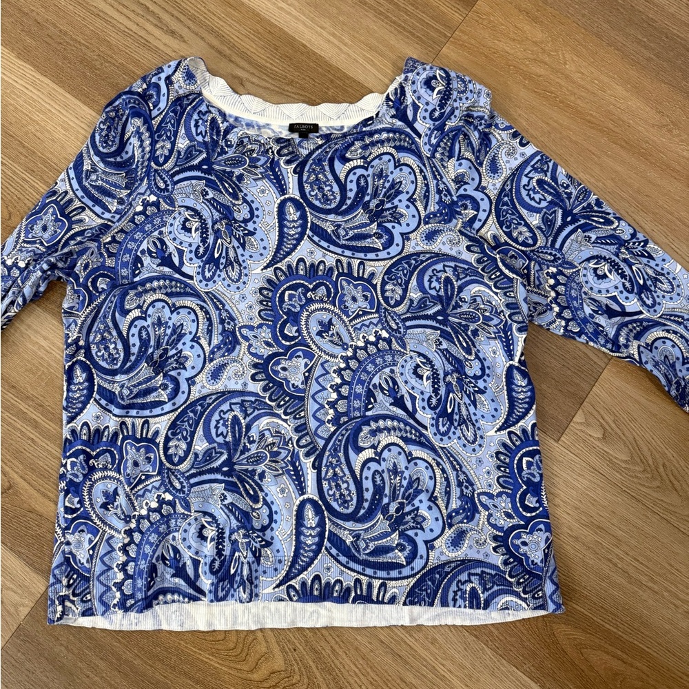 Blue Paisley Long Sleeve Top